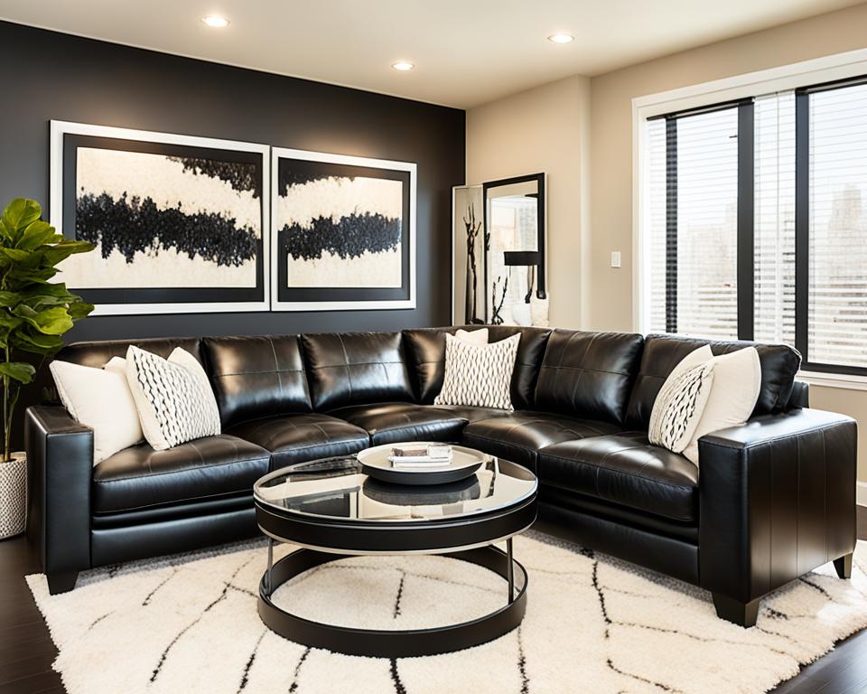 black cream living room decor