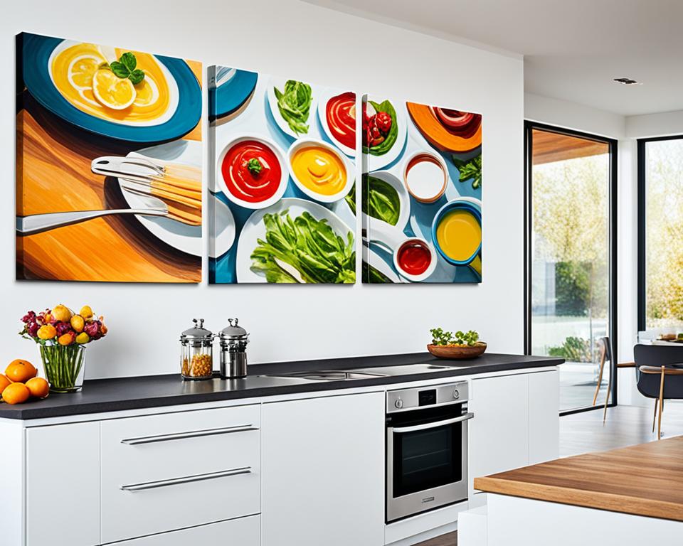 canvas paintings in kitchen