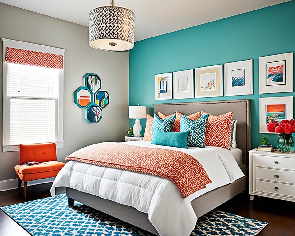 colorful bedroom styling