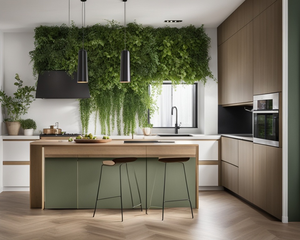 greenery in japandi kitchen