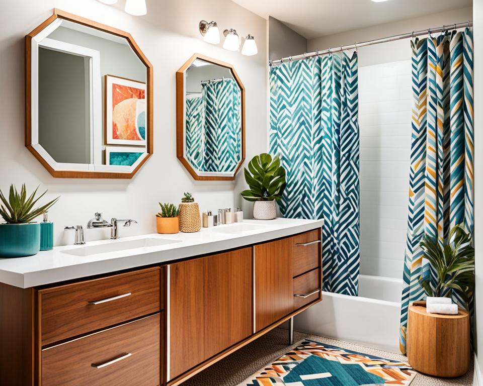 mid century modern bathroom accents