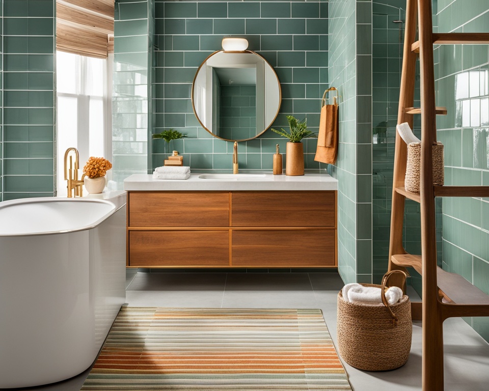 mid century modern bathroom color schemes