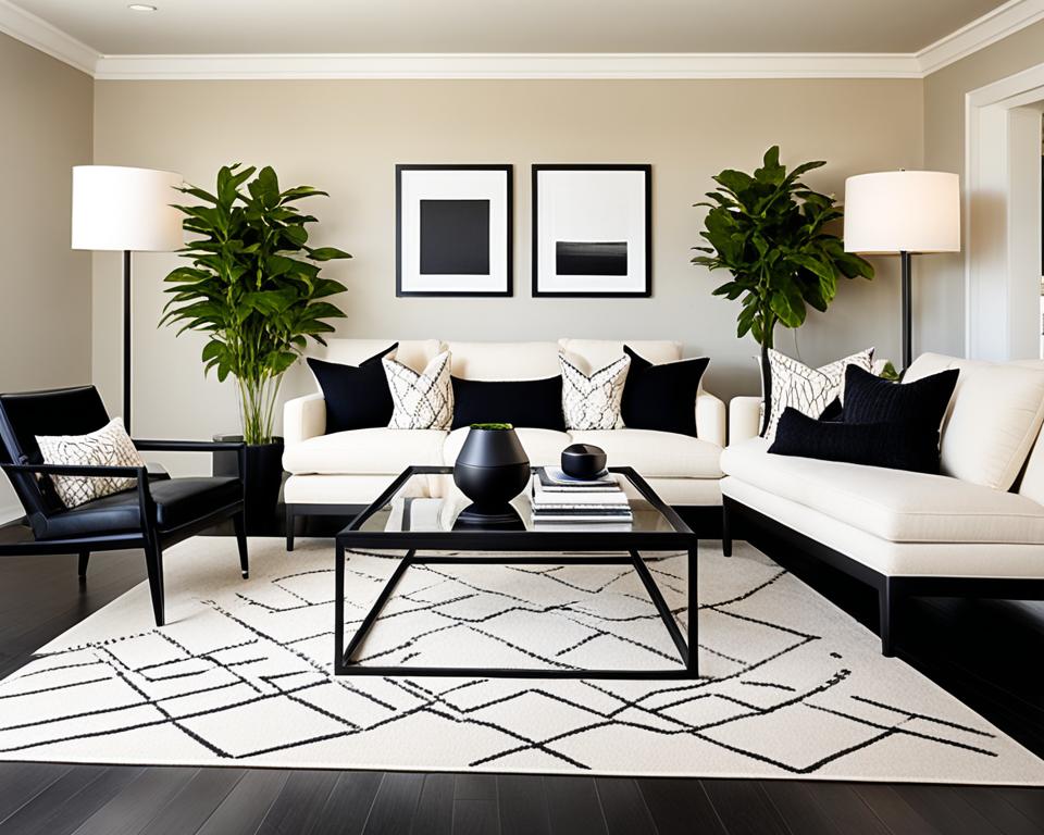 minimalist black and cream living room