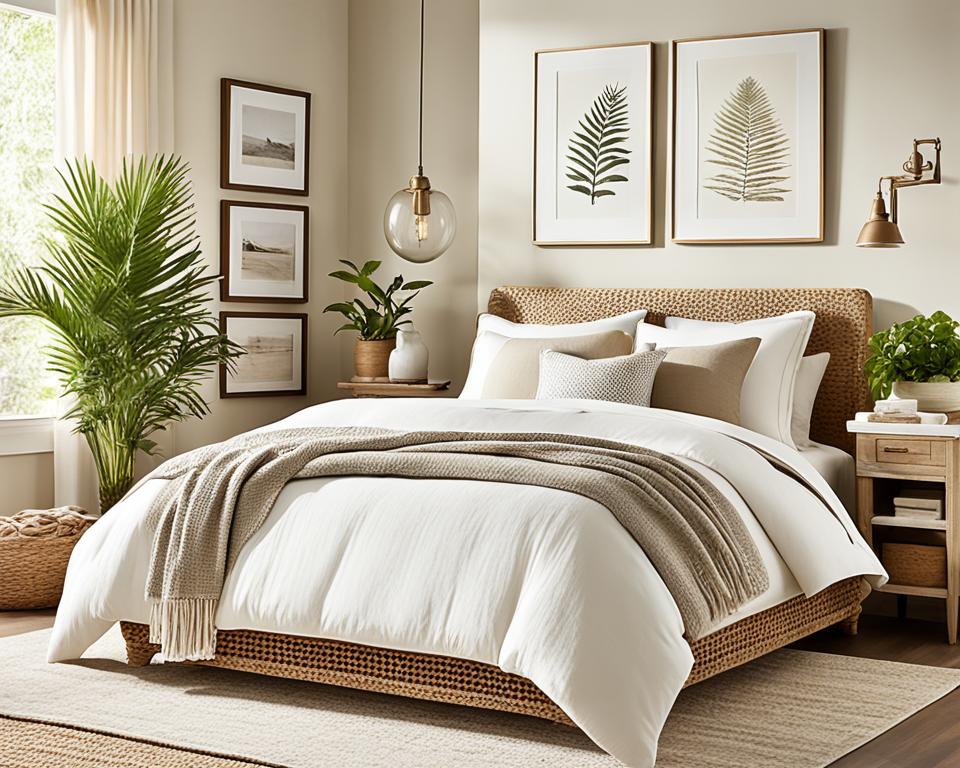 natural materials in neutral bedroom decor